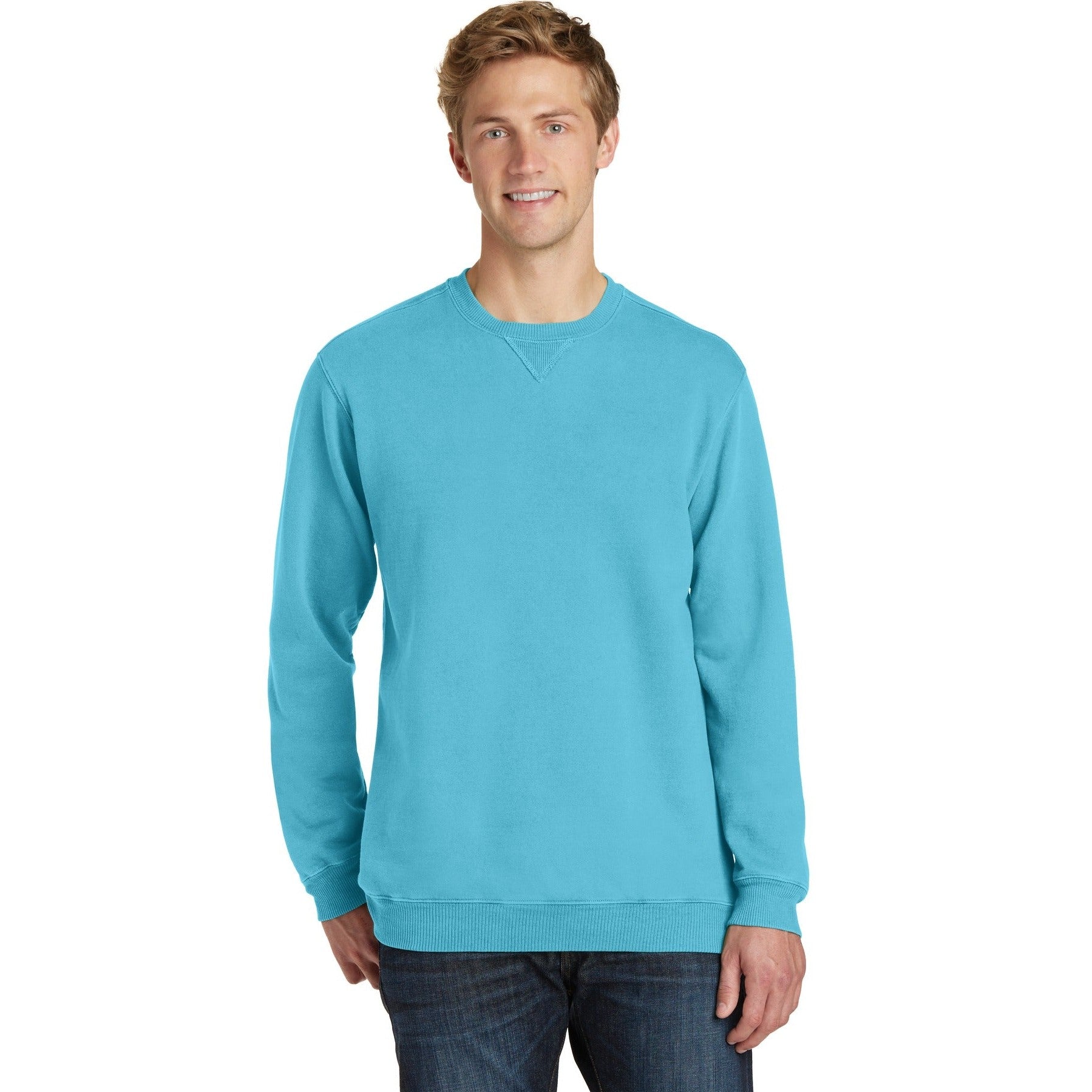 Port & Company-Port & Company® Beach Wash® Garment-Dyed Crewneck Sweatshirt PC098-MedTech-16
